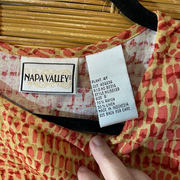 Napa Valley Linen Blend Maxi Dress Red Print Sleeveless Side Slit NWT Small - Picture 6 of 9